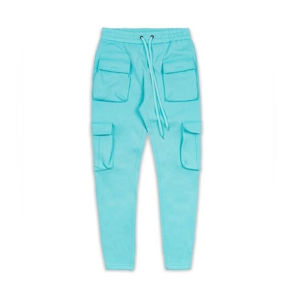 Reason Baxter Multi Pocket Cargo Sweatpants In Aqua - Picture 2 of 3